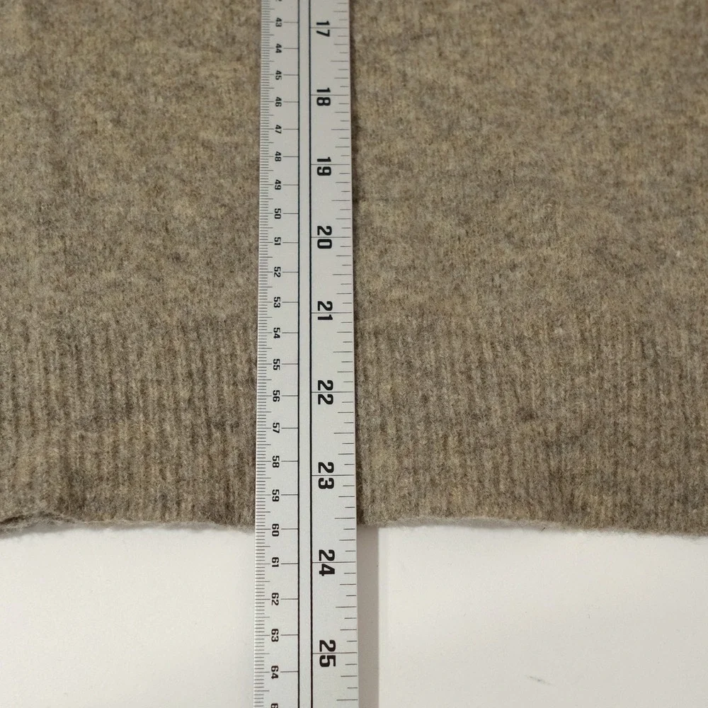 VTG Eddie Bauer Sweater Mens L 100% Lambswool Shawl Collar Academia Tan Heather